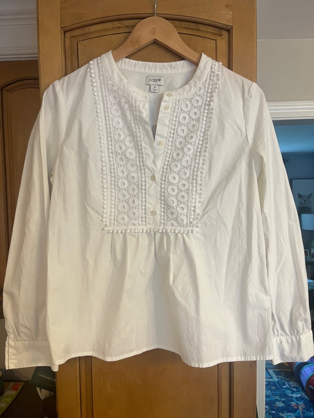 J. Crew Cotton Eyelet Embroidered Poplin Button Shirt